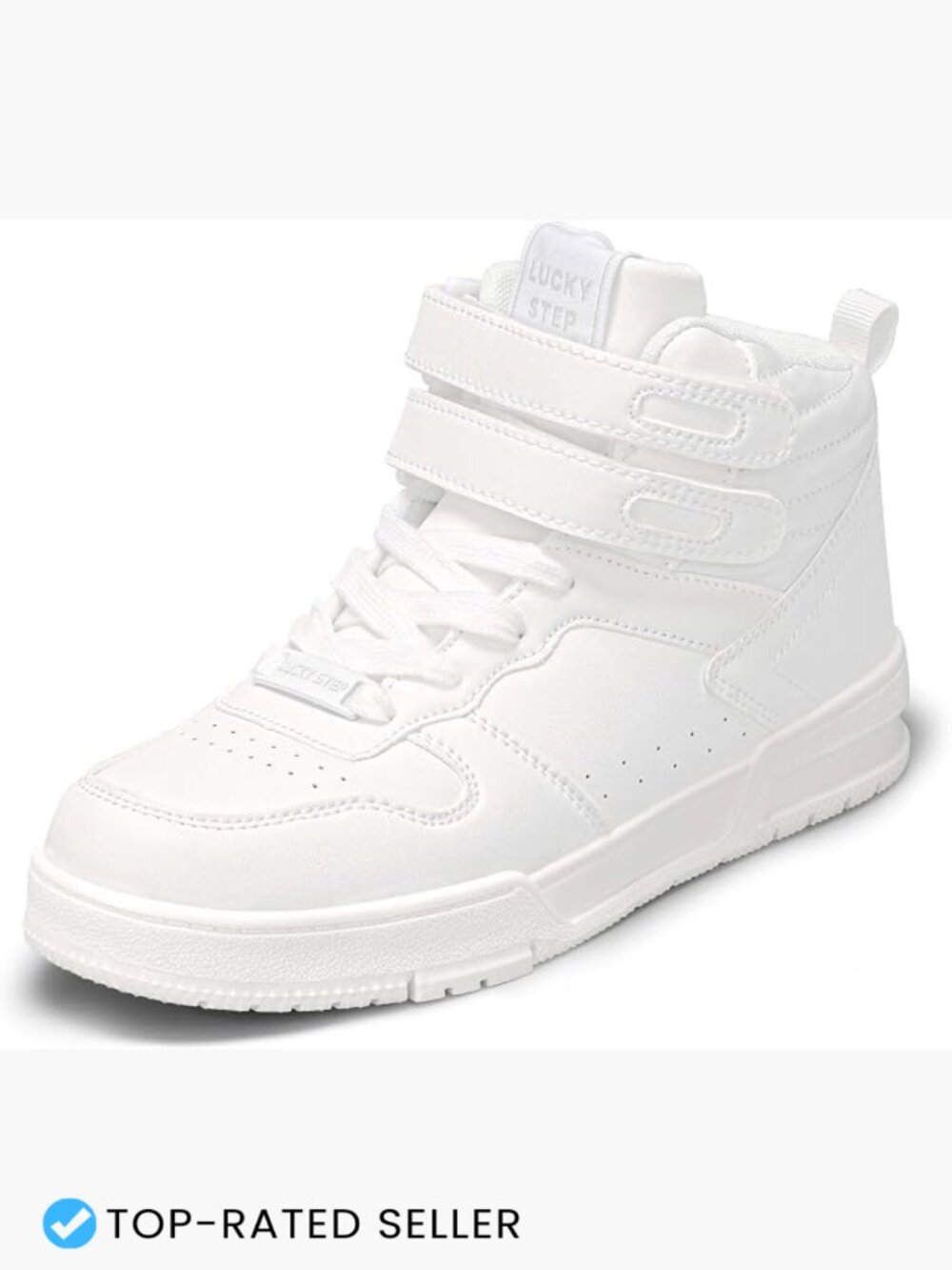 High Top Platform Sneakers Faux Leather Hook Loop Athletic Style Sporty